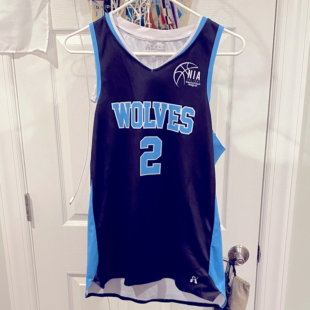 Black and Blue Wolves Basketball Jersey #2